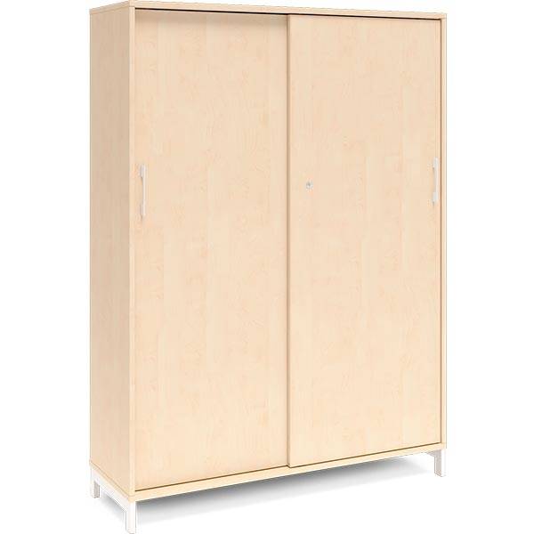 Office kontorskab med skyded&oslash;r 1660x1200mm birk med hvidt stel