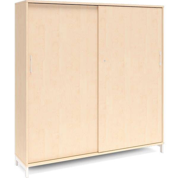 Office kontorskab med skyded&oslash;r 1660x1600mm birk med hvidt stel