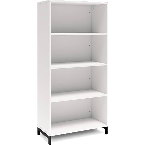 Office bogreol 1660x800x400mm hvid med sort benramme
