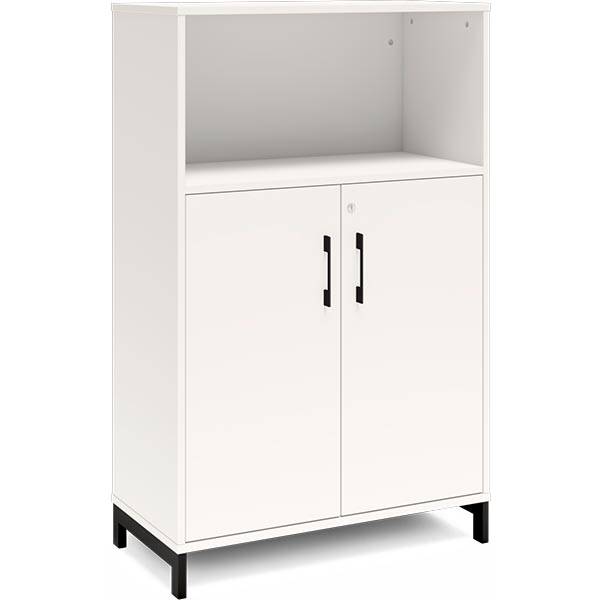 Office kontorskab 1275x800mm hvid med sort stel