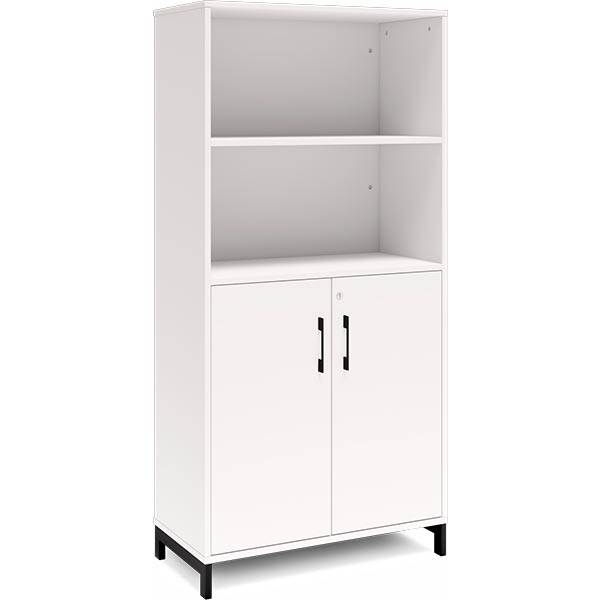 Office kontorskab 1660x800mm hvid med sort stel