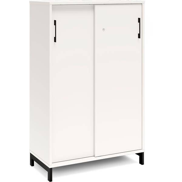 Office kontorskab med skyded&oslash;r 1275x800mm hvid med sort stel