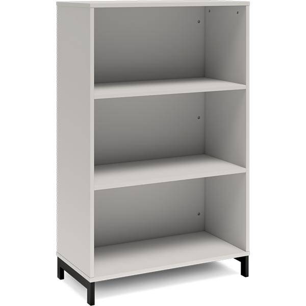 Office bogreol 1275x800x400mm lys grå med sort benramme