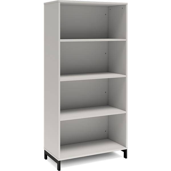 Office bogreol 1660x800x400mm lys grå med sort benramme