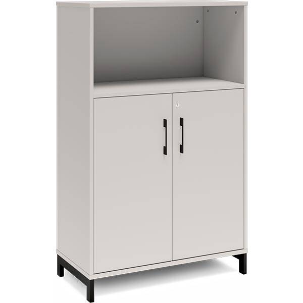 Office kontorskab 1275x800mm lys gr&aring; med sort stel