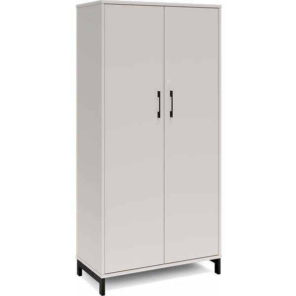 Office kontorskab med 4 hylder 1660x800mm lys gr&aring; med sort stel