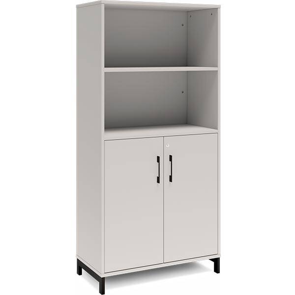 Office kontorskab 1660x800mm lys gr&aring; med sort stel