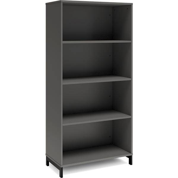 Office bogreol 1660x800x400mm antracit med sort benramme