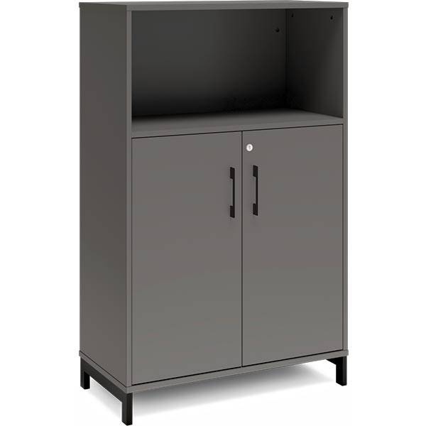 Office kontorskab 1275x800mm antracit med sort stel