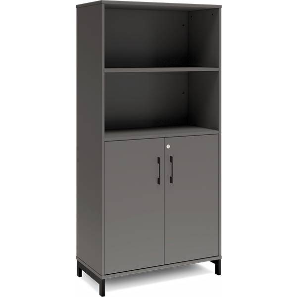 Office kontorskab 1660x800mm antracit med sort stel