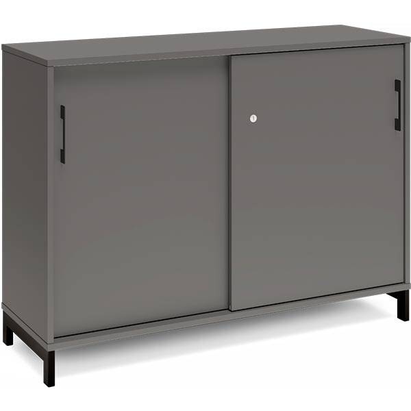 Office kontorskab med skydedør 890x1200mm antracit med sort stel
