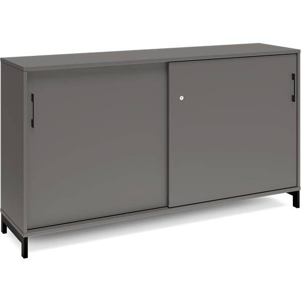 Office kontorskab med skyded&oslash;r 890x1600mm antracit med sort stel