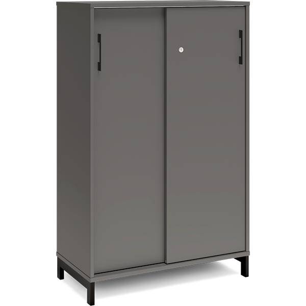 Office kontorskab med skyded&oslash;r 1275x800mm antracit med sort stel