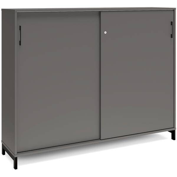 Office kontorskab med skydedør 1275x1600mm antracit med sort stel