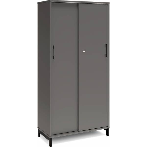 Office kontorskab med skydedør 1660x800mm antracit med sort stel