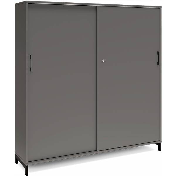 Office kontorskab med skyded&oslash;r 1660x1600mm antracit med sort stel
