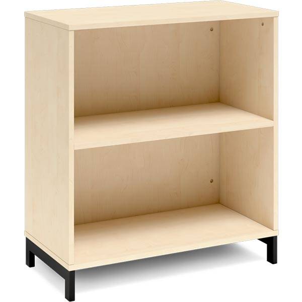 Office bogreol 890x800x400mm birk med sort benramme