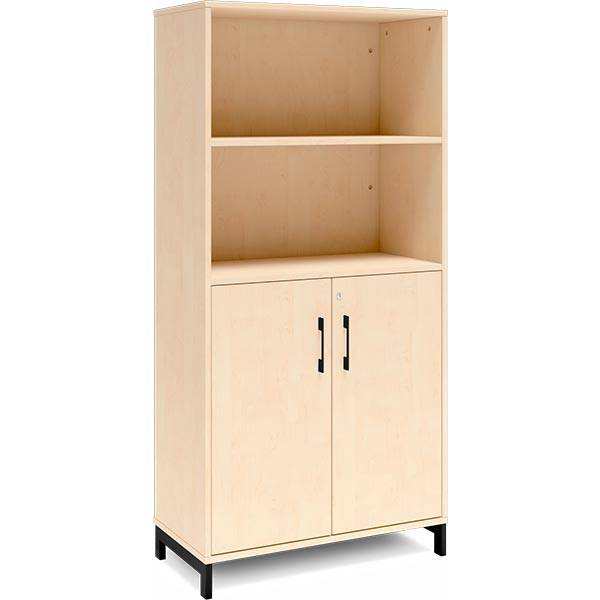 Office kontorskab 1660x800mm birk med sort stel