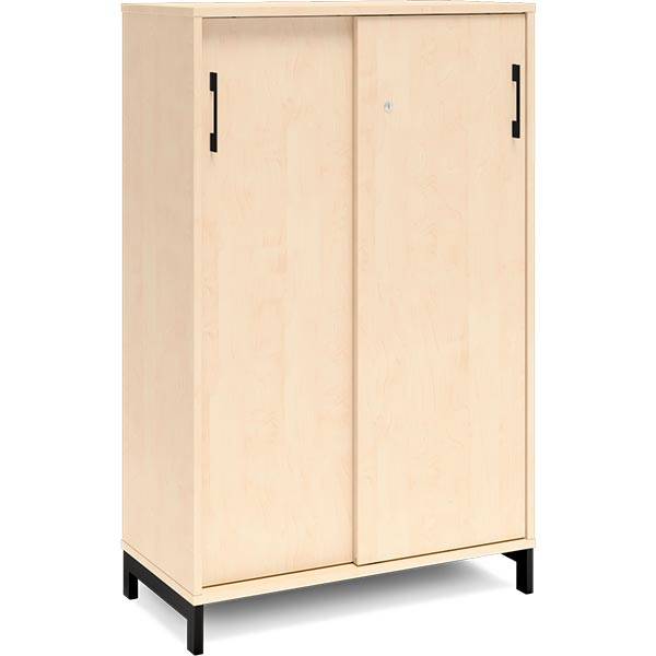 Office kontorskab med skydedør 1275x800mm birk med sort stel