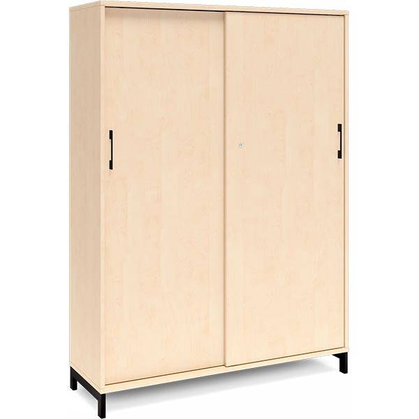 Office kontorskab med skyded&oslash;r 1660x1200mm birk med sort stel