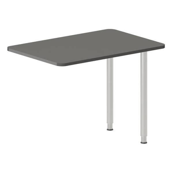Office skrivebord tilbygning 100x60cm i antracit med alugråt stel