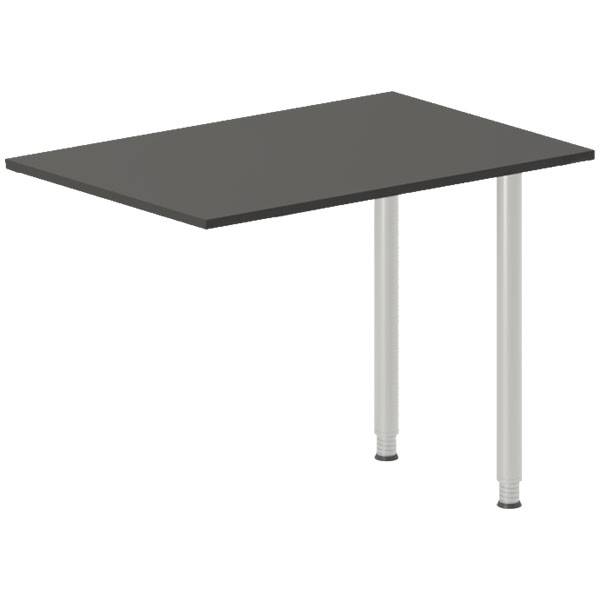 Office skrivebord tilbygning 100x60cm i antracit med alugr&aring;t stel