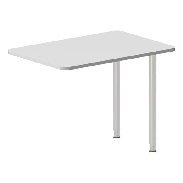 Office skrivebord tilbygning 100x60cm i lys grå med alugråt stel
