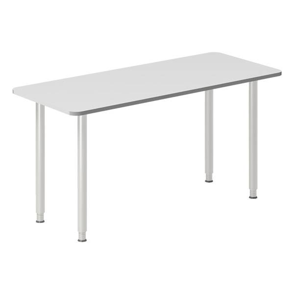 Office skrivebord 140x60cm lys grå laminat med alugråt stel