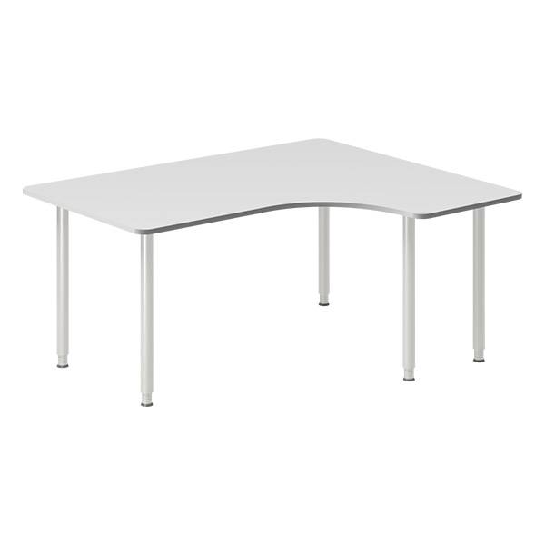 Office skrivebord højrevendt 160x120cm lys grå med alugråt stel