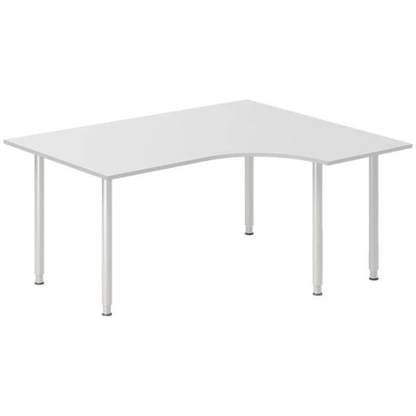 Office skrivebord h&oslash;jrevendt 160x120cm lys gr&aring; med alugr&aring;t stel