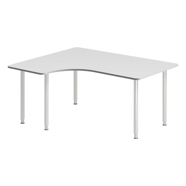 Office skrivebord venstrevendt 160x120cm lys grå med alugråt stel