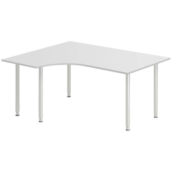 Office skrivebord venstrevendt 160x120cm lys gr&aring; med alugr&aring;t stel