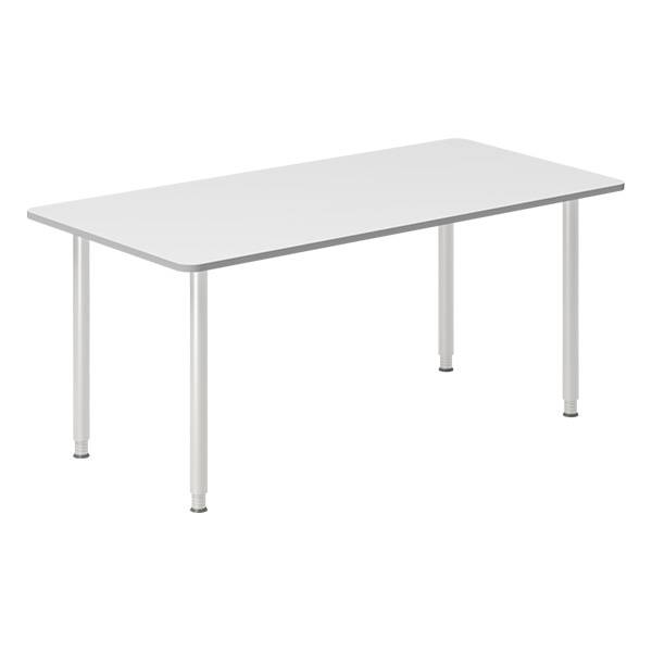 Office skrivebord 160x80cm lys grå laminat med alugråt stel