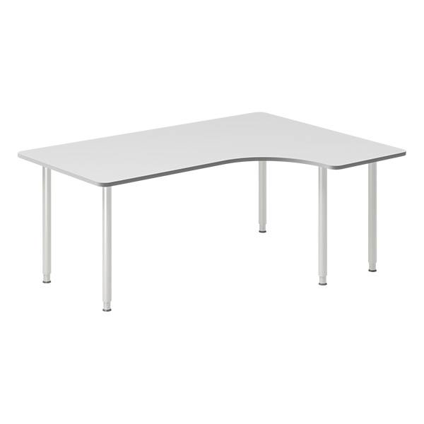 Office skrivebord højrevendt 180x120cm lys grå med alugråt stel