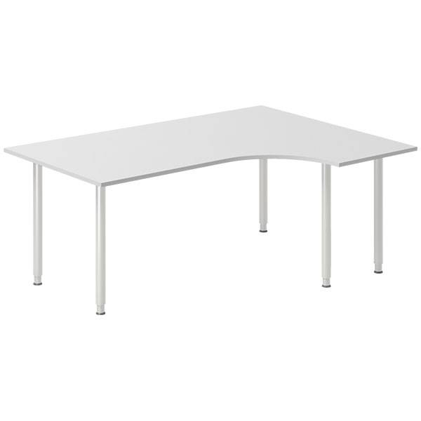 Office skrivebord h&oslash;jrevendt 180x120cm lys gr&aring; med alugr&aring;t stel
