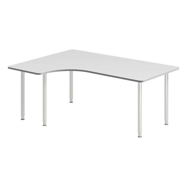 Office skrivebord venstrevendt 180x120cm lys grå med alugråt stel