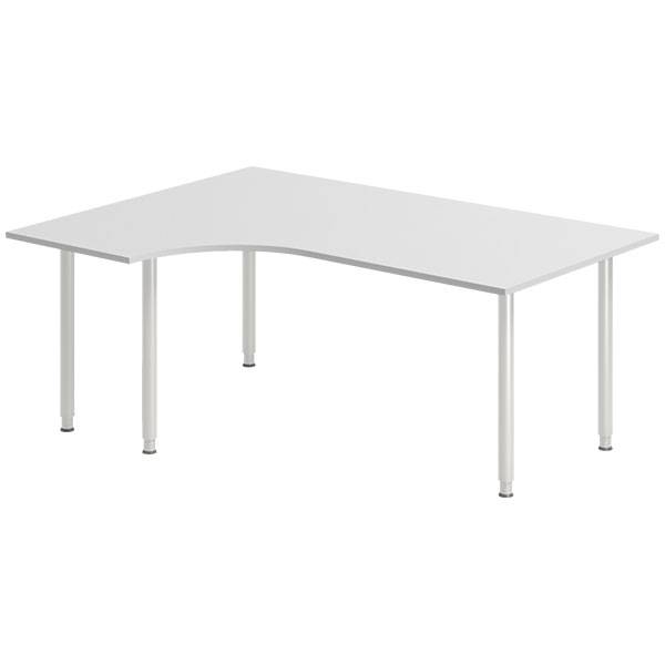 Office skrivebord venstrevendt 180x120cm lys gr&aring; med alugr&aring;t stel