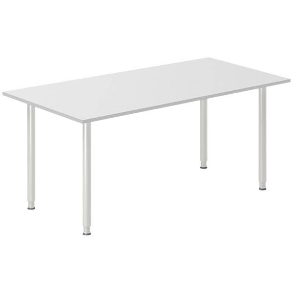 Office skrivebord 180x80cm lys gr&aring; laminat med alugr&aring;t stel