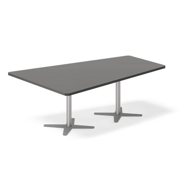 Office konferencebord trapezformet 200x142,5cm Antracit med alugråt stel