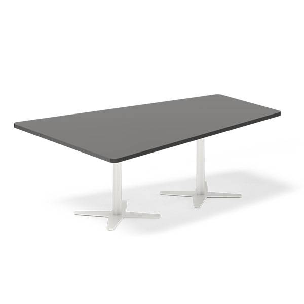 Office konferencebord trapezformet 200x142,5cm Antracit med hvidt stel