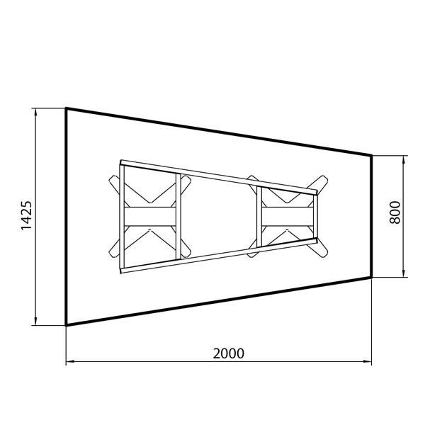 Office konferencebord trapezformet 200x142,5cm Antracit med hvidt stel