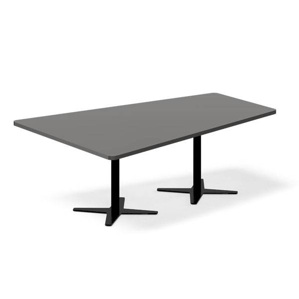 Office konferencebord trapezformet 200x142,5cm Antracit med sort stel