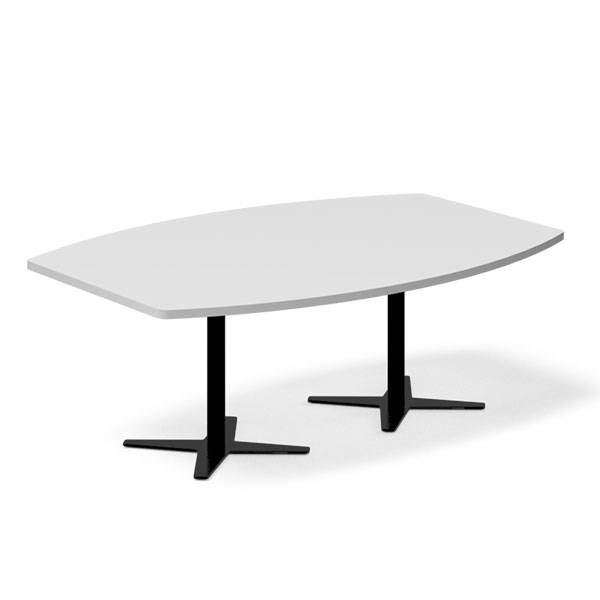 Office konferencebord bådformet 200x120cm Lysgrå med sort stel