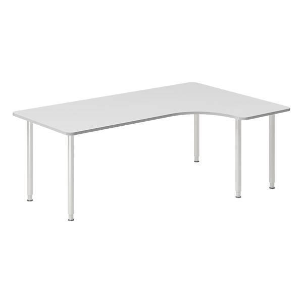 Office skrivebord højrevendt 200x120cm lys grå med alugråt stel