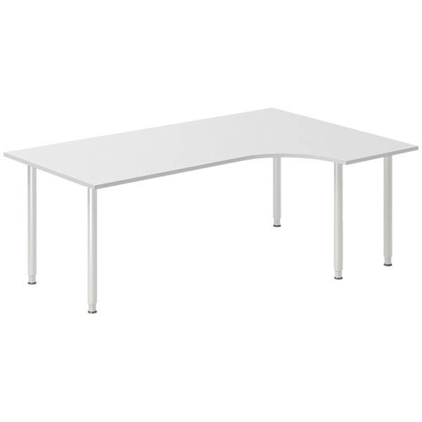 Office skrivebord h&oslash;jrevendt 200x120cm lys gr&aring; med alugr&aring;t stel