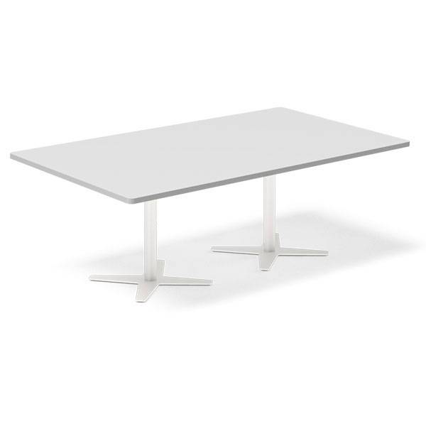 Office konferencebord rektangul&aelig;rt 200x120cm lysgr&aring; med hvid stel