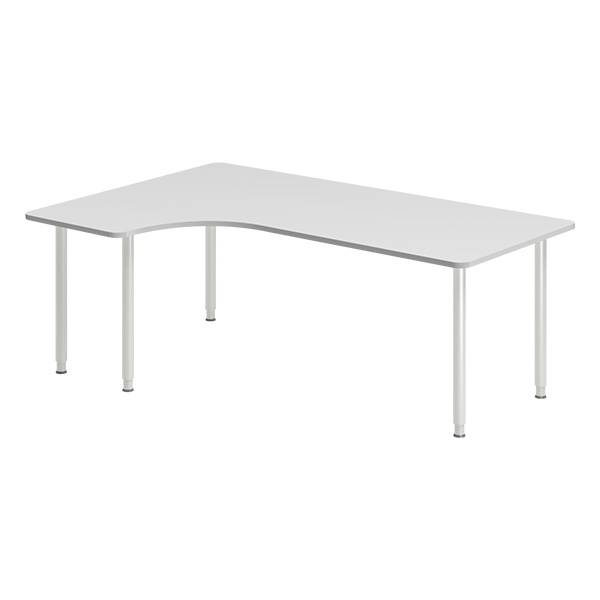 Office skrivebord venstrevendt 200x120cm lys grå med alugråt stel