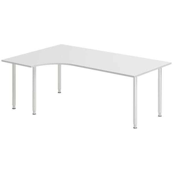 Office skrivebord venstrevendt 200x120cm lys gr&aring; med alugr&aring;t stel