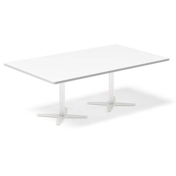 Office konferencebord rektangul&aelig;rt 200x120cm hvid med hvid stel