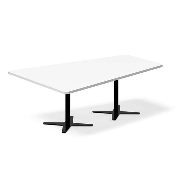 Office konferencebord trapezformet 200x142,5cm hvid med sort stel